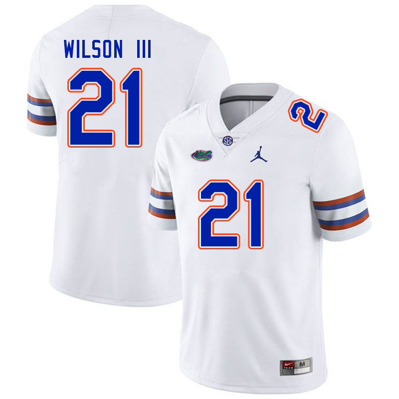 Men #21 Eugene Wilson III Florida Gators College Football Jerseys Stitched Sale-White - Click Image to Close